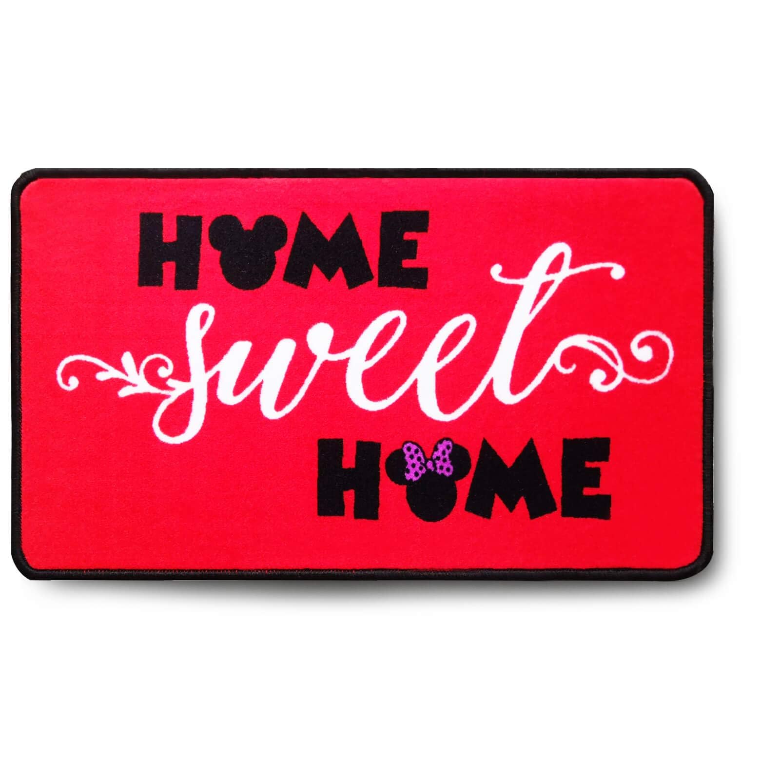 Cartoon Mouse Rugs - Non-Slip Home Sweet Home Mickey Red Cartoon Welcome Mat, 17" x 30" Cute Minnie Bow Rug Indoor Entrance Doormat Livingroom Home Decor Rugs