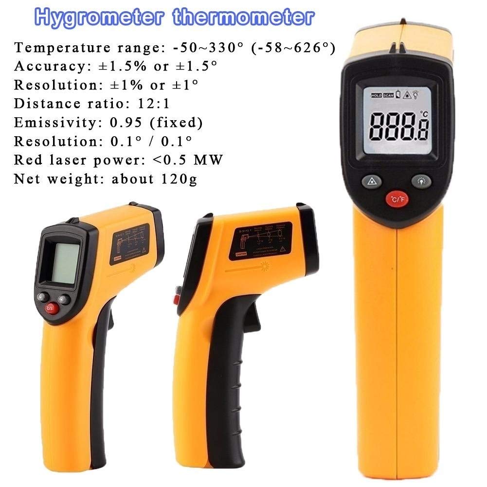 Termometr na podczerwień LCD na podczerwień, bezdotykowy, bez baterii, 50~330