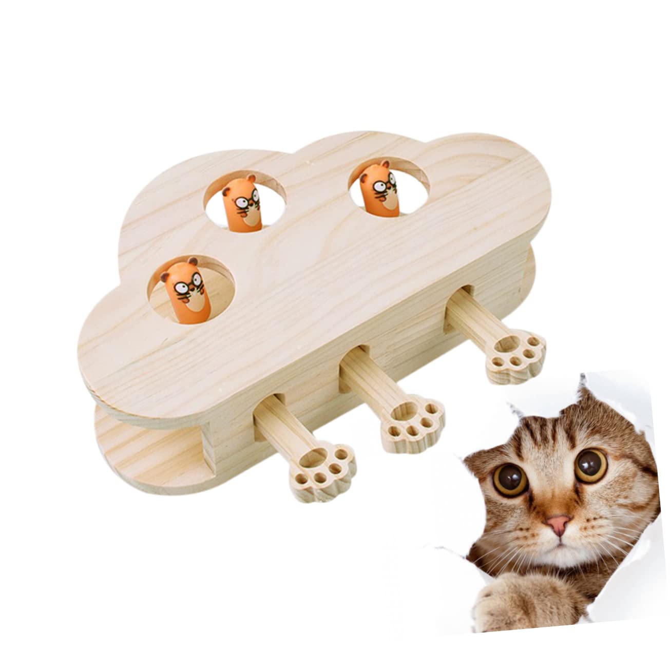 COLLBATH Juguete para atrapar Gatos Juguete Interactivo para Gatos Ratones s para Mascota raspador Gatito Gato de De Madera