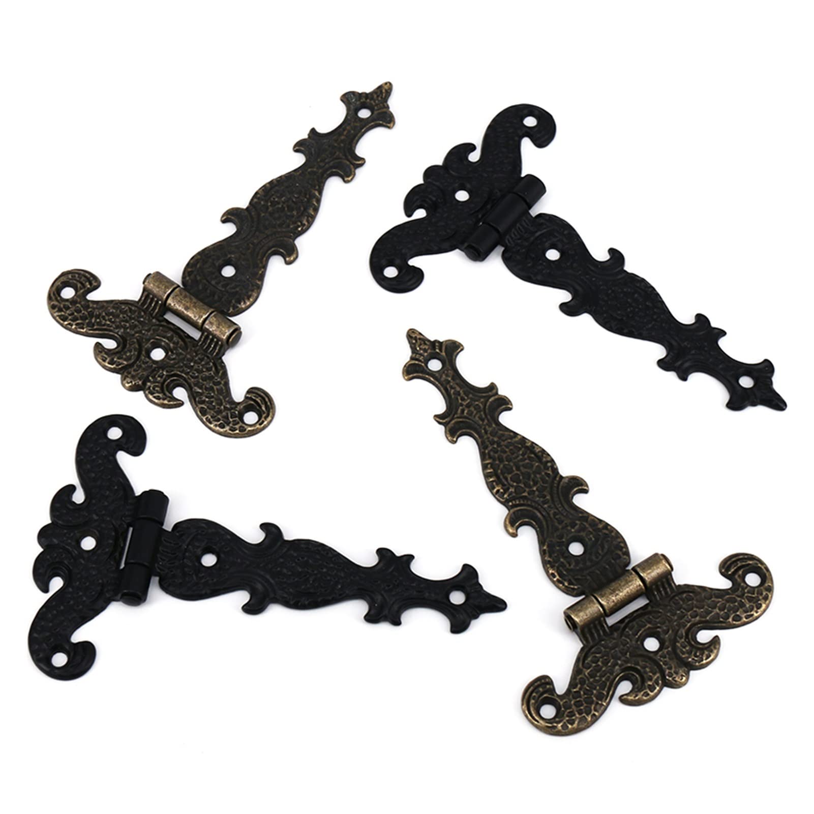 Zawiasy, zawiasy 2 szt. 113 * 69mm antyczny brąz/czarny zawias do okien szafka szafka drzwi do szafy drewniane pudełka etui na biżuterię skrzynia (kolor: brąz)