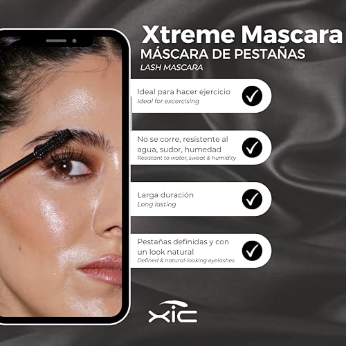 Miniatura 5 de XiC Glam. Máscara impermeable negra intensa, resistente al sudor, larga duración, sin grumos. Máscara deportiva XiC Xtreme, 0.24 onzas líquidas
