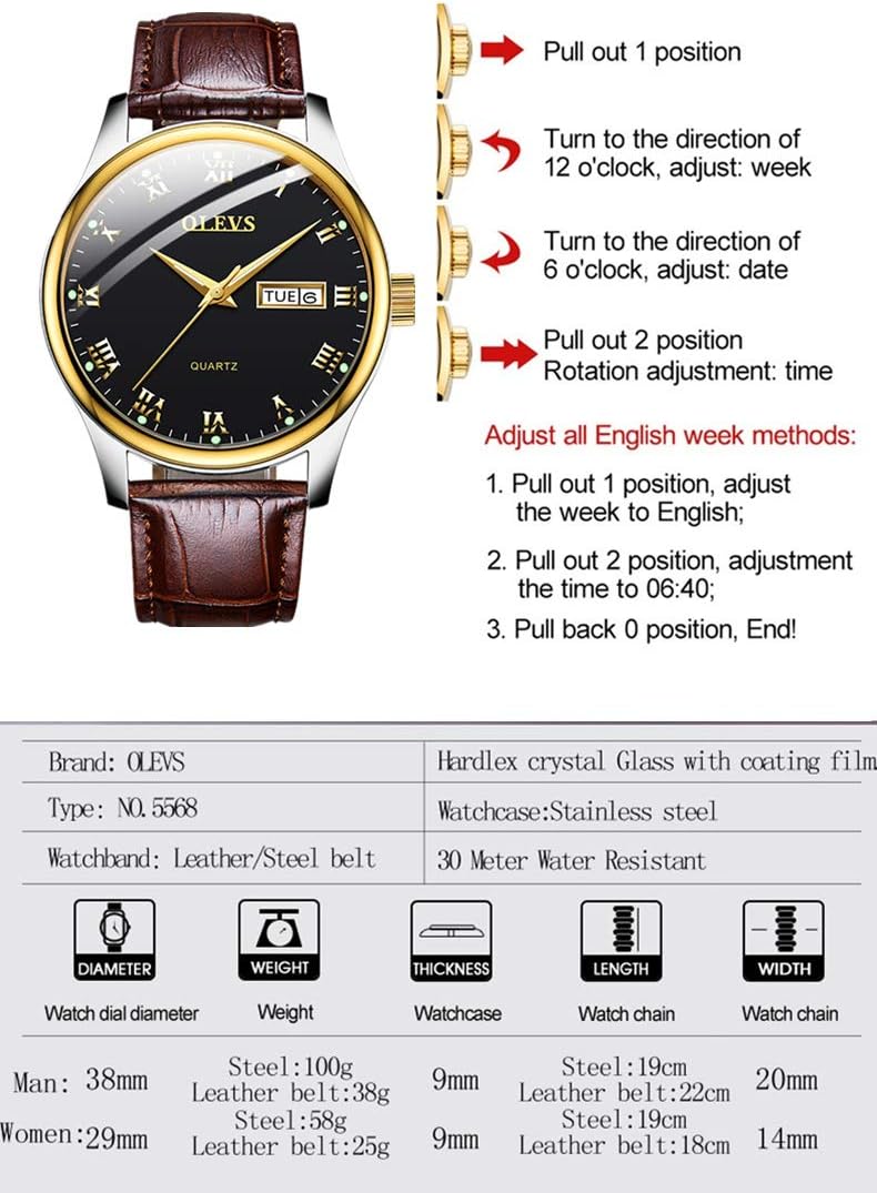 OLEVS Watch for Men Stainless Steel Business Dress Analog Quartz Men Watch Large Face Day Waterproof Luminous Classic Wrist Watch - Image 5