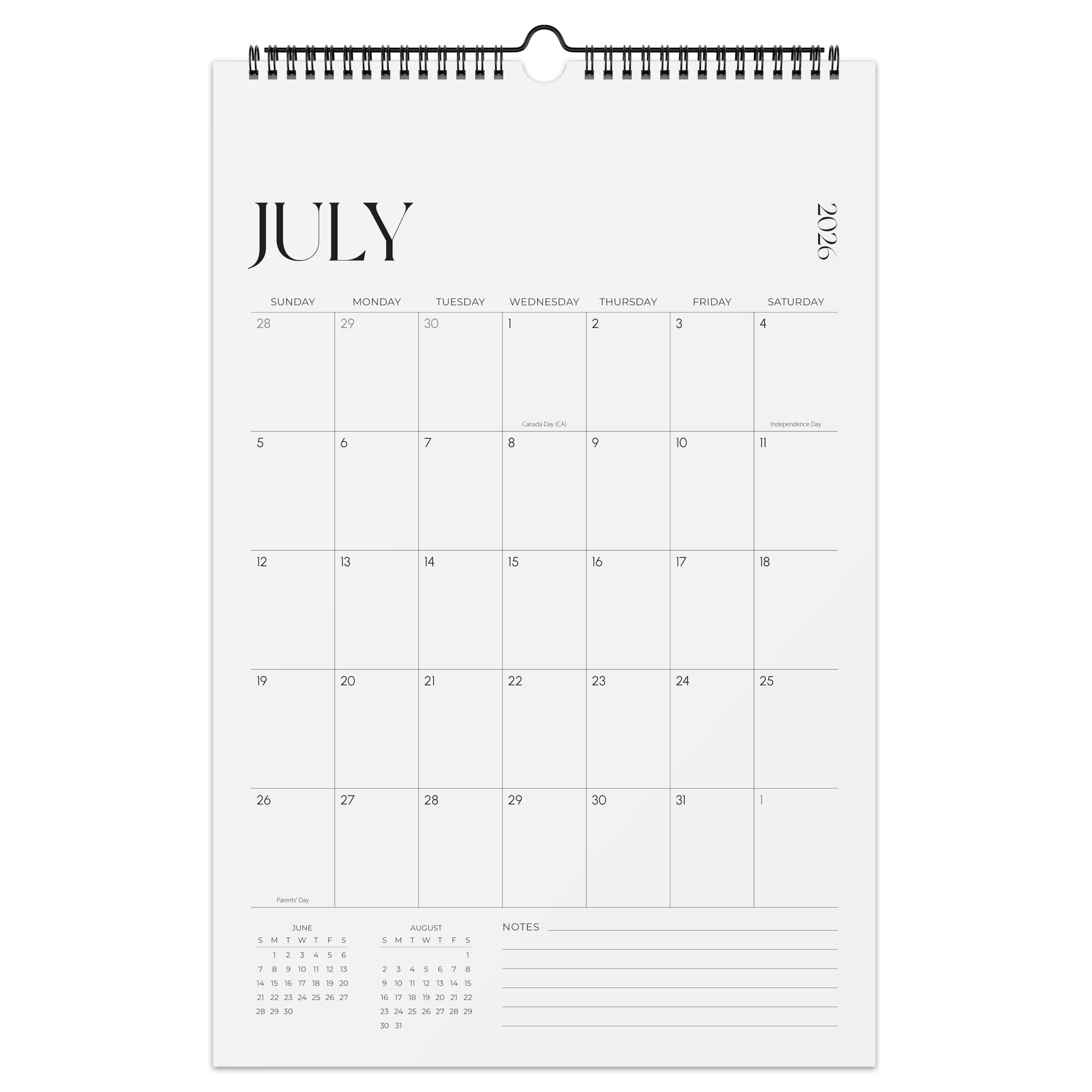 Jokotha Wandkalender 2026-2027, 18 monatlicher Wandkalender von Juli 2026 bis Dezember 2027, 27,9 x 43,2 cm, Doppeldrahtbindung, Hängekalender für Zuhause & Büro, vereinfacht