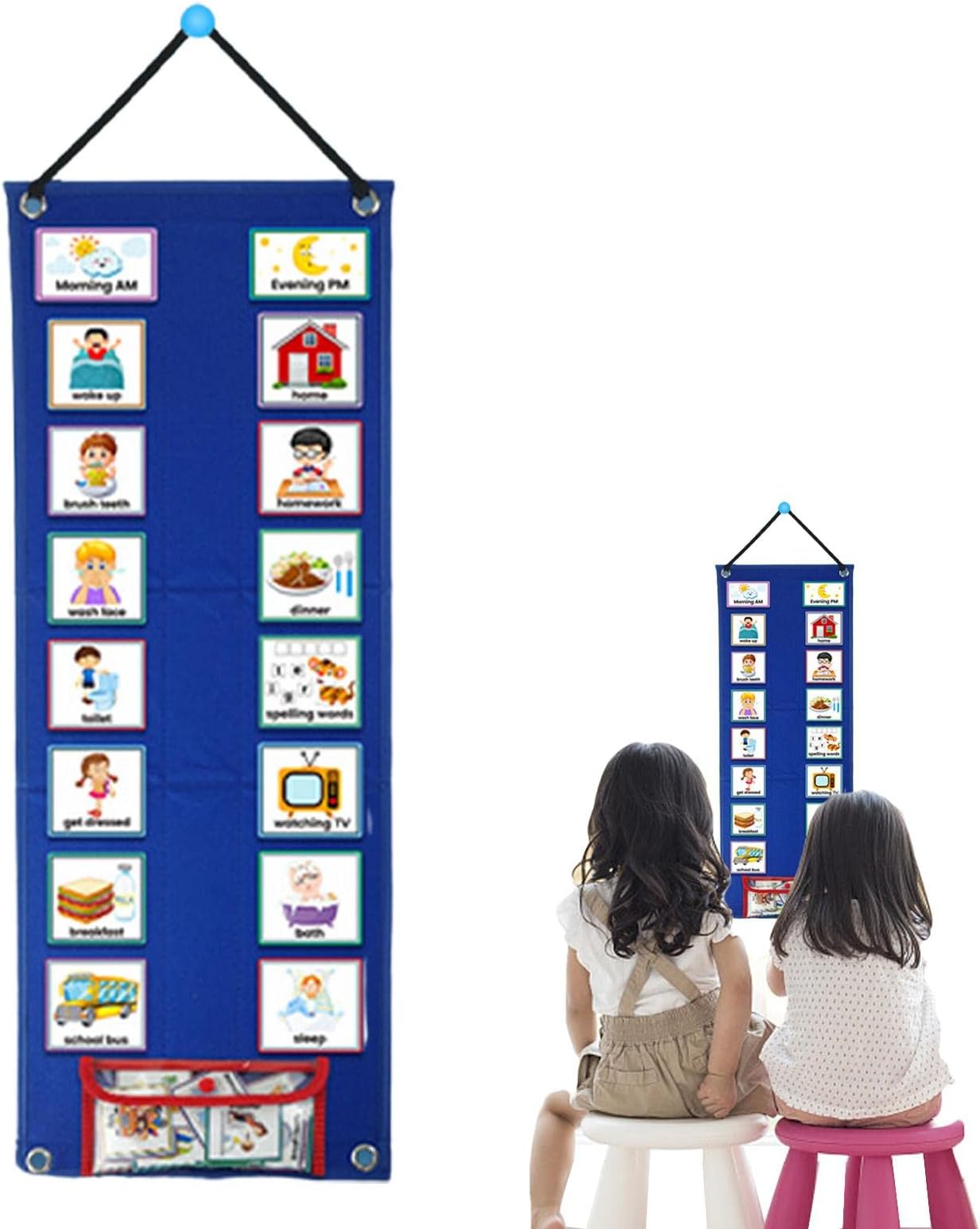 ulapithi Visual Timetable, Daily Routine Chart for Children, with 70 Pieces Visual Schedule Cards, Kids Daily Routine Cards Home Chore Chart, Behavior Schedule Chart Routine Cards for Boys Girls