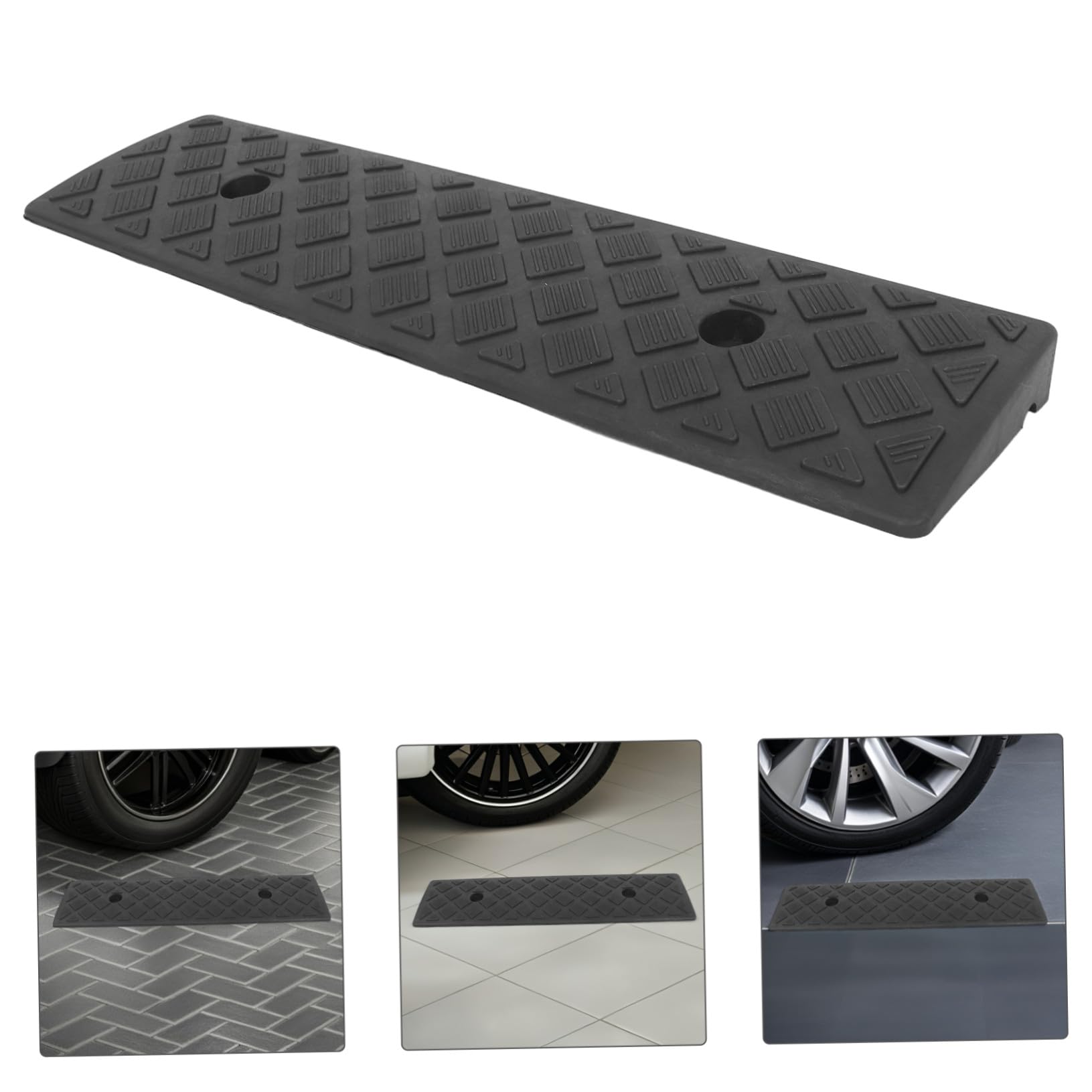 SHERCHPRY Set 2 Pezzi Di Pedana in Gomma 3 Cm Altezza, Superficie Antiscivolo, Riduzione Vibrazioni, Per Vialetti, Soglie e Rampe Pedonali