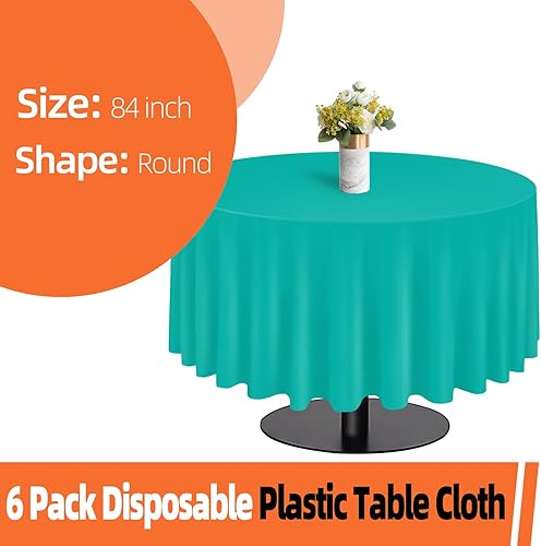 Miniatura 9 de Paquete de 6 manteles de plástico desechables rectangulares de 54 x 108 pulgadas, manteles de plástico negros para fiestas