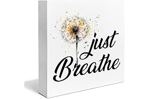 Just Breathe 5" x 5" Decorative Sign with Calming Dandelion Quotes
