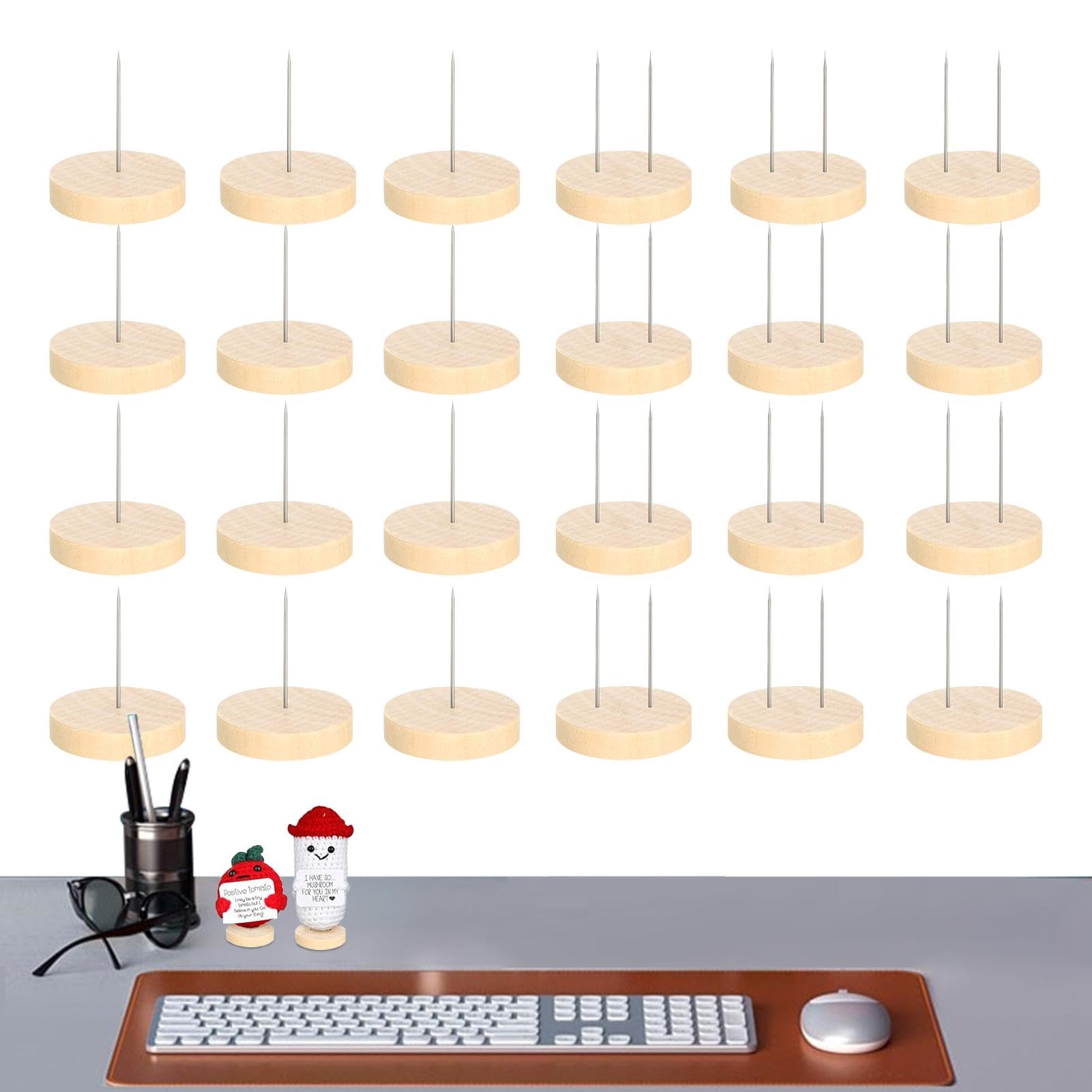 24 Stück Gestrickte Puppenständer - Häkelpuppen Halter Aus Holz