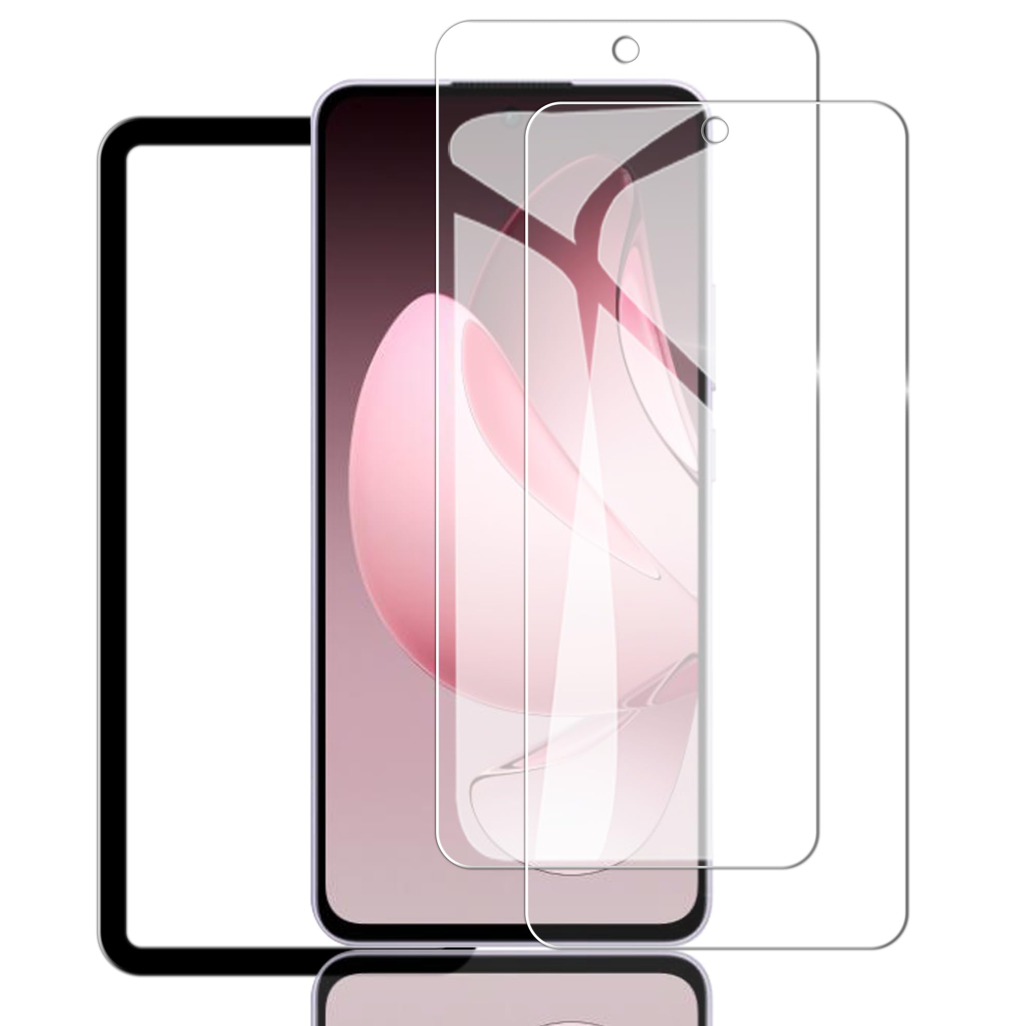 Briacicell【2枚セット 】対応 OPPO Reno13 A用の ガラスフィルム (2枚) + ガイド枠付き【 硬度9H 旭硝子素材製】オッポ Reno 13 A 強化ガラス 液晶 保護フィルム 極薄 高透過率 防塵 防滴 飛散防止 気泡ゼロ 高感度 飛散防止 衝撃吸収 指紋防止 ラウンドエッジ加工 貼り付け簡単 撥油性 超耐久