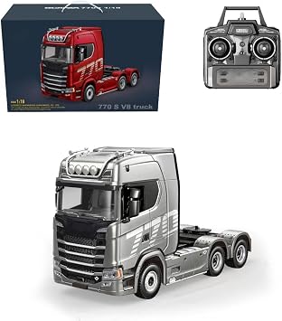 Remote Control Tractor, 1/18 Scale 6x4 770S Heavy Duty Tractor Truck RC Semi Trailer with Rear Wheel Drive, Engineering Construction Vehicle Model for Adults & Youth