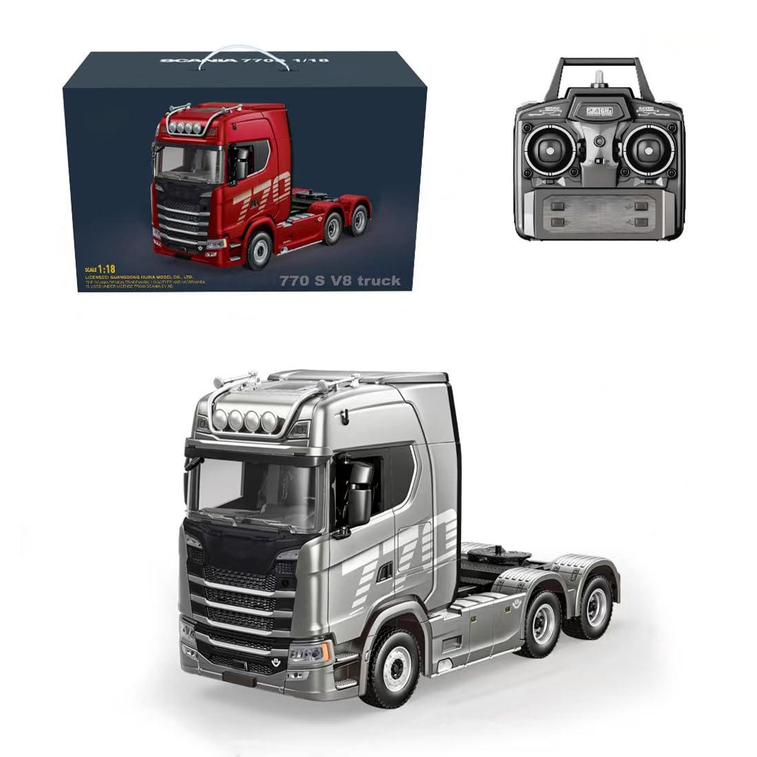 トレーラー型ラジコン シルバー LEDライト付き Amazon.co.jp: FunXylophy 1/18 RCセミトラック、6x4 ヘビーデューティ
