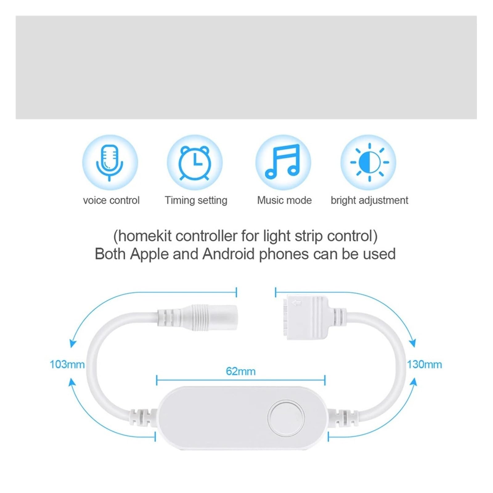 Tira de luces LED inteligente RGB 5050 con aplicación Homekit, Control por voz Siri, cinta de sincronización de música for decoración del hogar, sala de TV(2M KIT,5050RGB LED STRIP_NO WATER PROOF_EU)