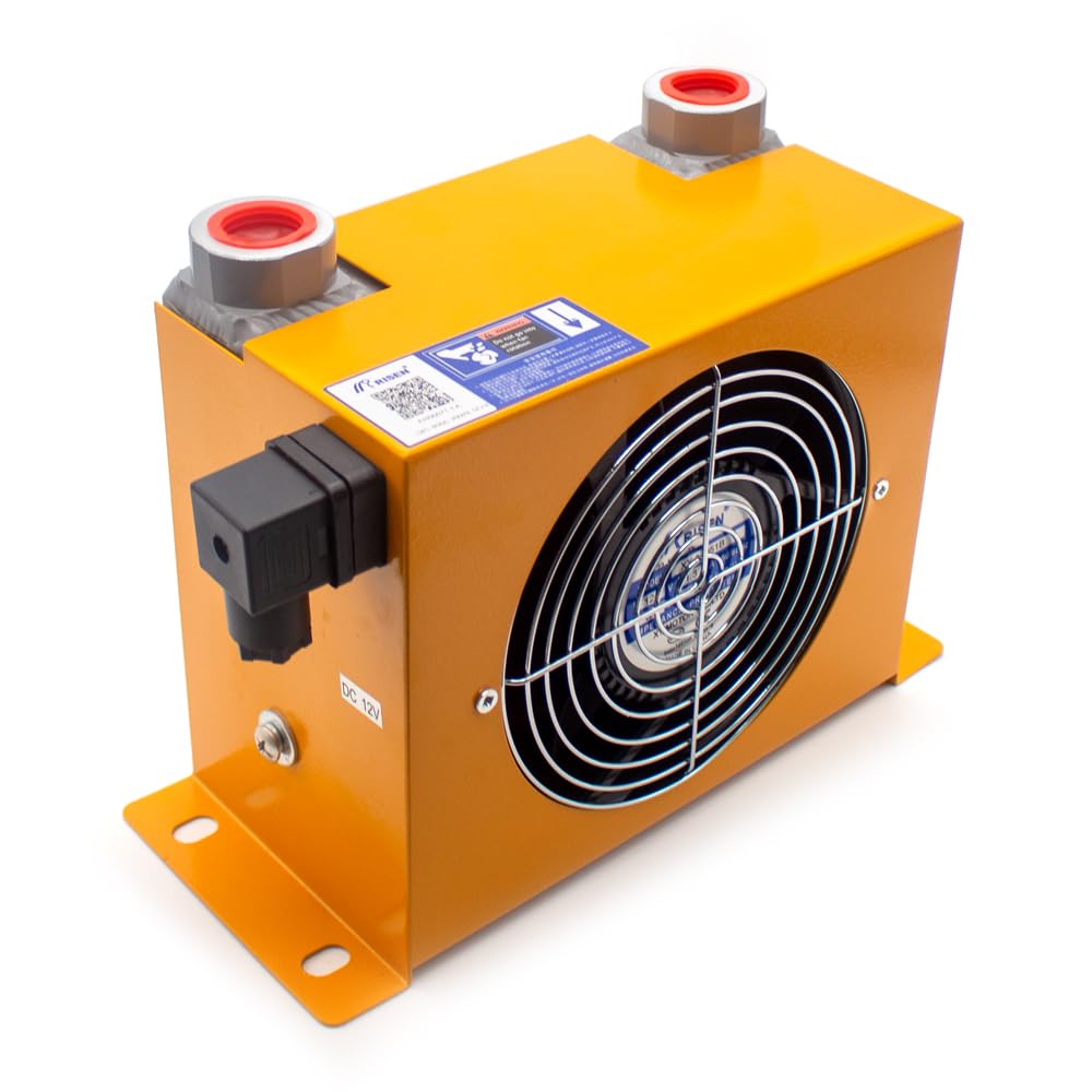Toplionace AH0607T-CA Radiatore Dell'aria Idraulico, Radiatore Dell'olio Raffreddato ad Aria Ventola del Radiatore Dell'olio Idraulico in Alluminio con Alette a Piastra Serie AH 40L/min G3/4 (DC 12V)
