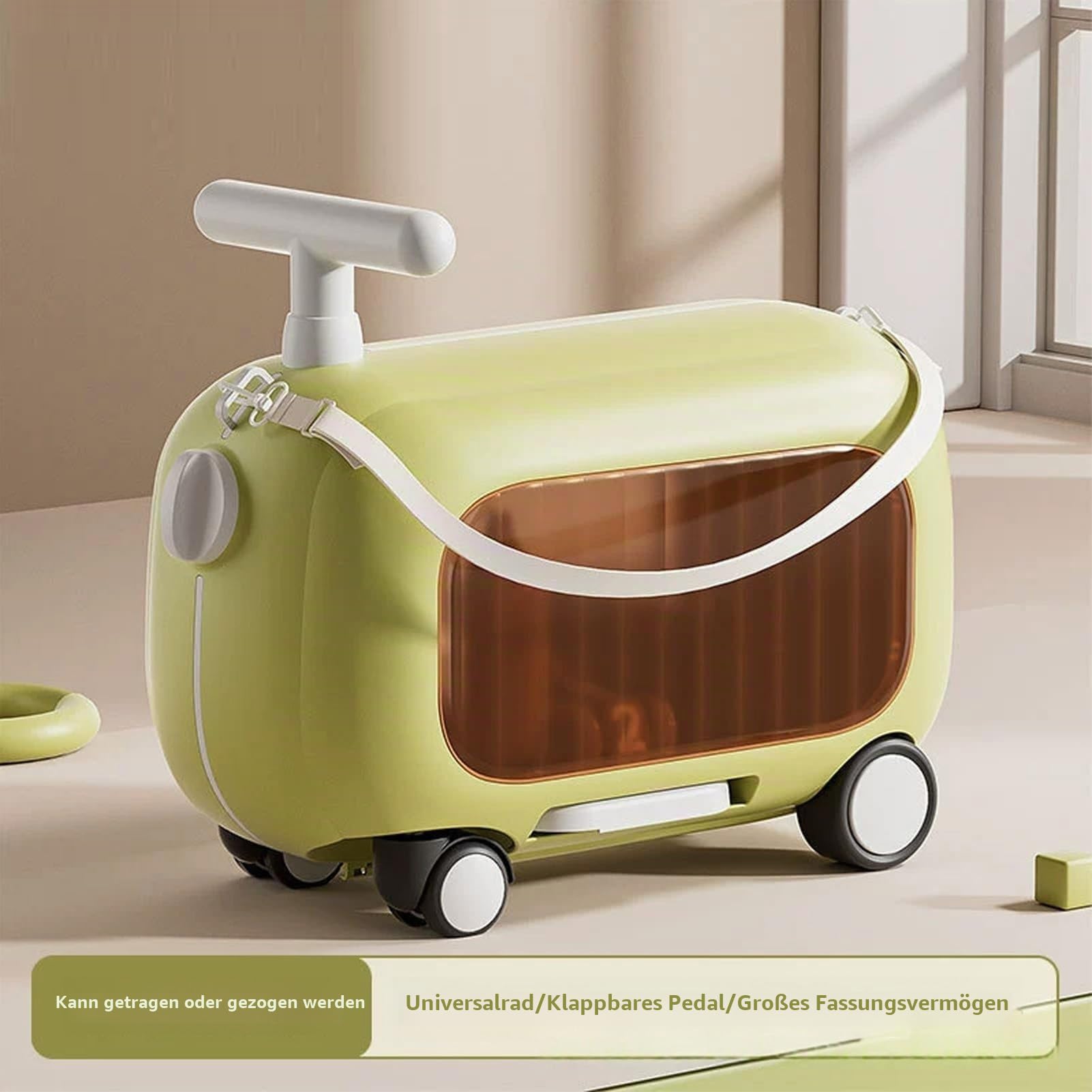 Kinder Fahren mit Gepäck, Fahrt auf Koffer für Kinder mit Rädern, Leichtes Kleinkind Fahrbares Kleines Koffer REIT Gepäck für Reise Kinder (Green)