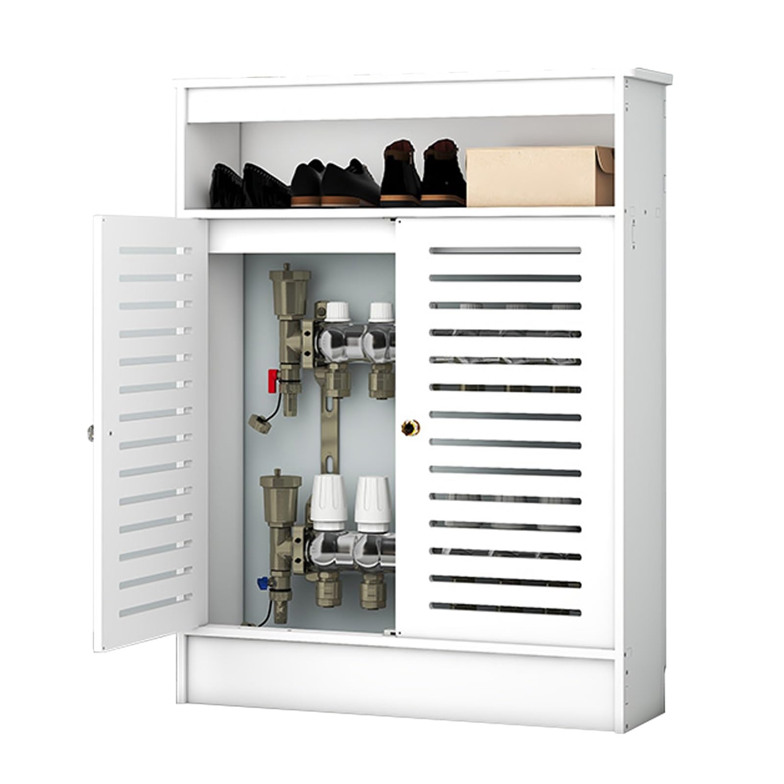 Genérico Cubre radiador y Armario de Almacenamiento, Organizador Decorativo de 2 Puertas para salón y baño, toallero Multifuncional y Zapatero, Cubre Calefactor/tubería (90 x 100 x 25 cm/35 x 39 x 10