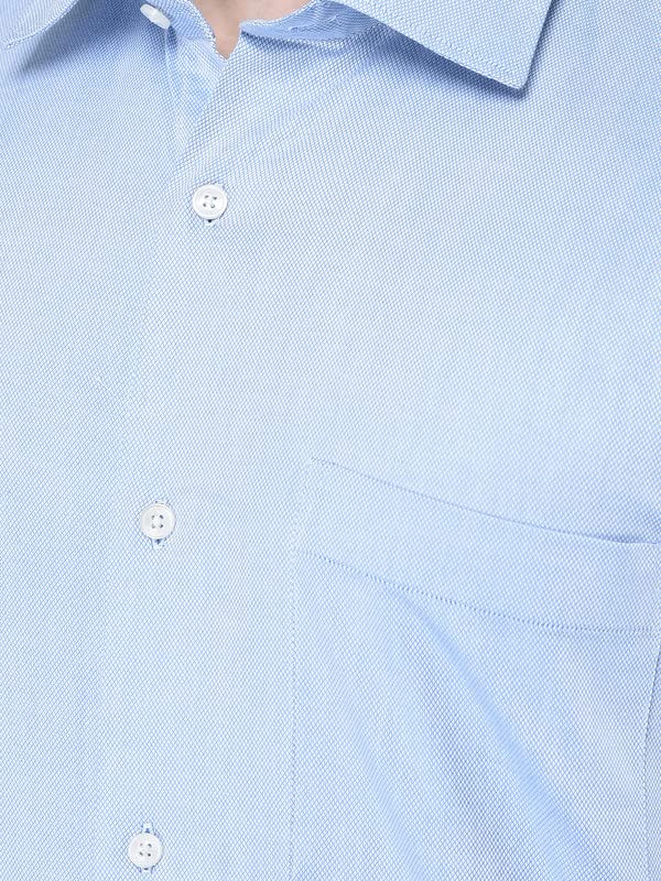 Image of Canoe Men's Regular Fit Blue Color Cotton Fabric 38 Size Button Closure Formal Shirt Collared Neck Pattern Chest Pocket Spread Collar