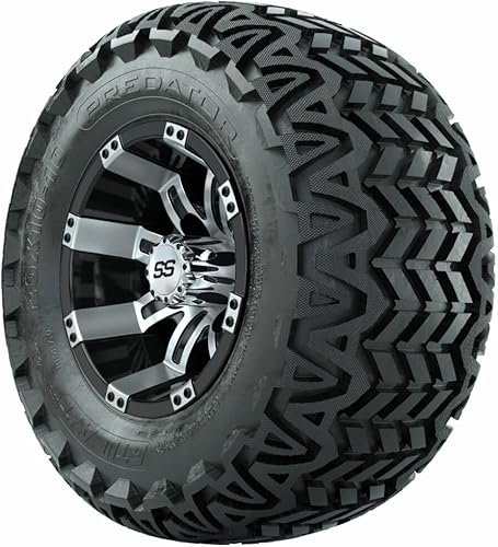 Miniatura 3 de GTW 10 Inch Golf Cart Wheels and Tires Combo  GTW Tempest MachinedBlack Wheels on 20x10-10 Predator All Terrain Tires  Set of 4
