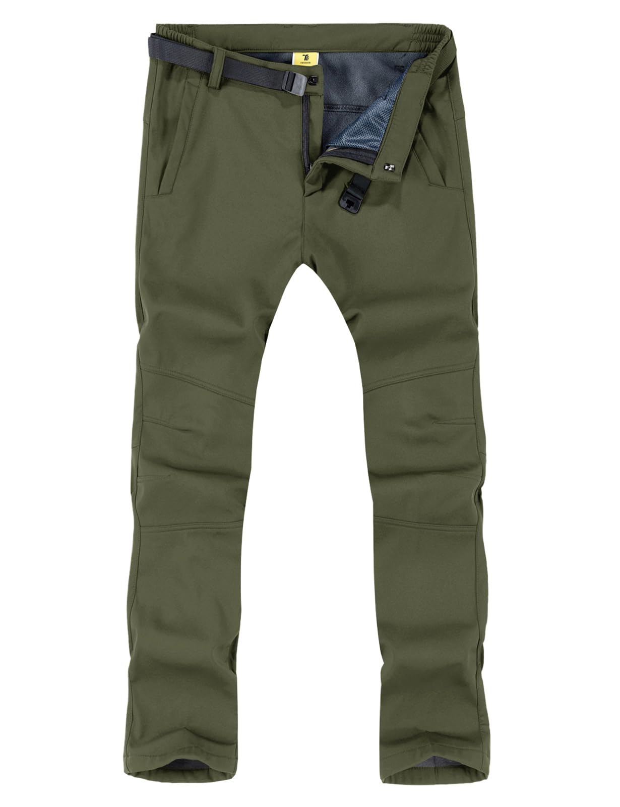TBMPOY Men's Hiking Pants with Belt Outdoor Quick-Dry Lightweight Waterproof Fishing Mountain Pants 5 Zipper Pockets