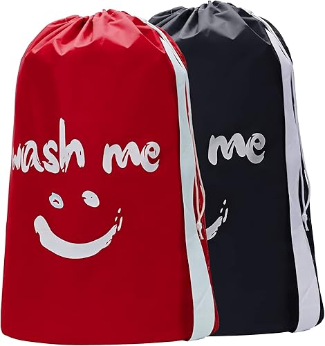 HOMEST Paquete de 2 bolsas de lavandería XL Wash Me de viaje, organizador de ropa sucia, lo suficientemente grande como para contener 4 cargas de