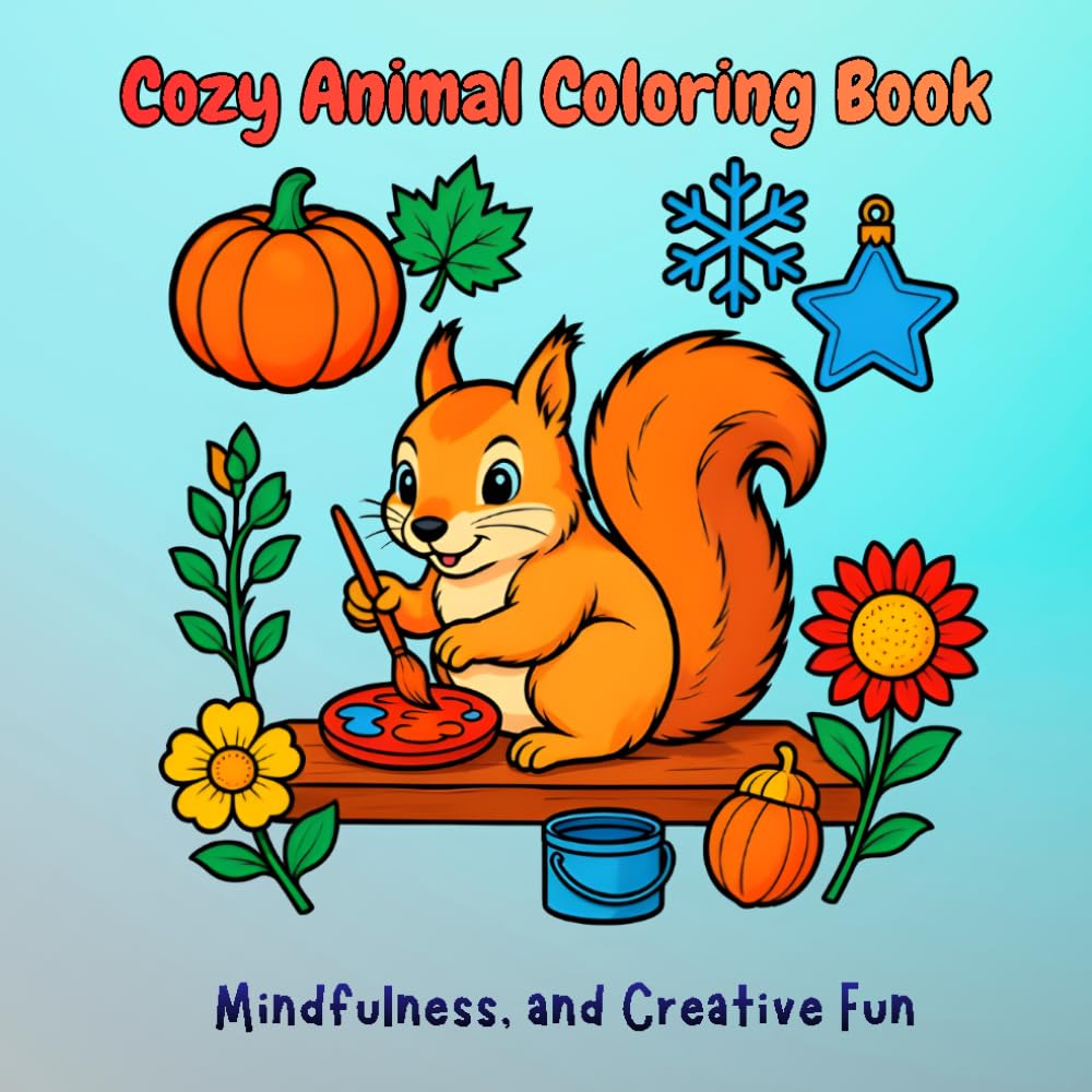 Cozy Animal Coloring Book for Adults and Teens, Kid's: Cute & Relaxing Animal Adventures Featuring Bears, Rabbits, Foxes, Capybaras, Cats, and More
