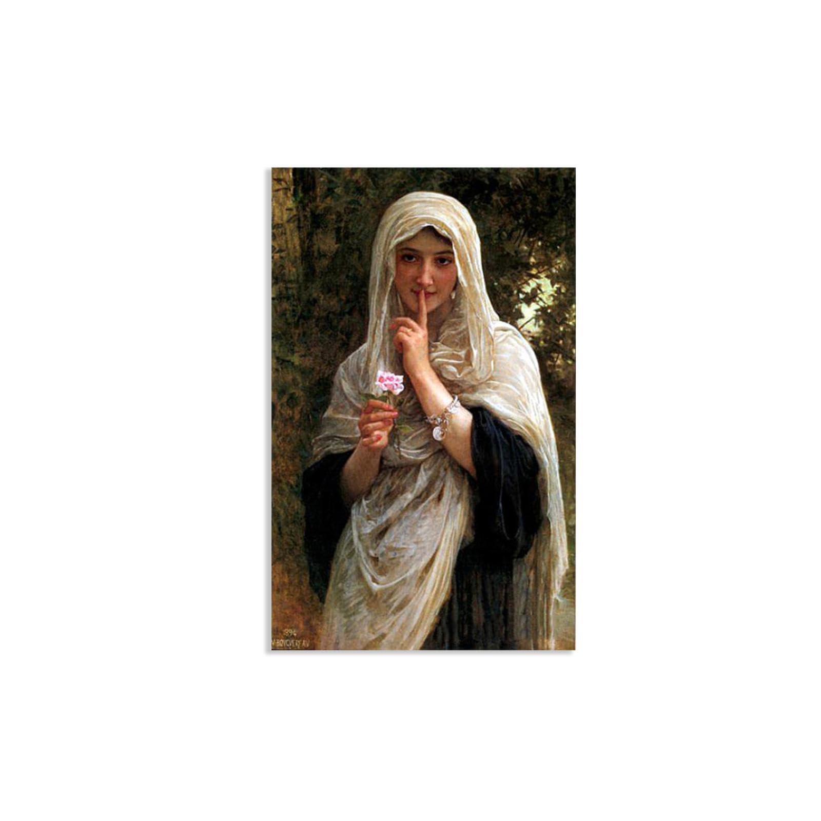 Rxnhgjds Unframed William-Adolphe Bouguereau Wall Art The Secret Classical Art Prints Picture Famous Artwork Wall Decor For Living Room Bedroom Bathroom Home Decor 110X70cm Frameless