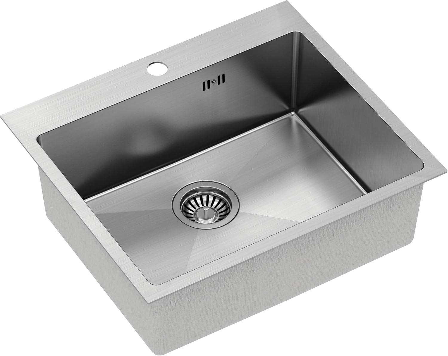 QUADRON Spülbecken Edelstahlspüle | Größe 55 x 48 cm Farbe: Silber | Einbeckenspüle RUSSEL 110 Einzelbecken Küchenspüle mit Stahlkammer Edelstahl Stahlspüle | mit Siphon und Schraubverschluss