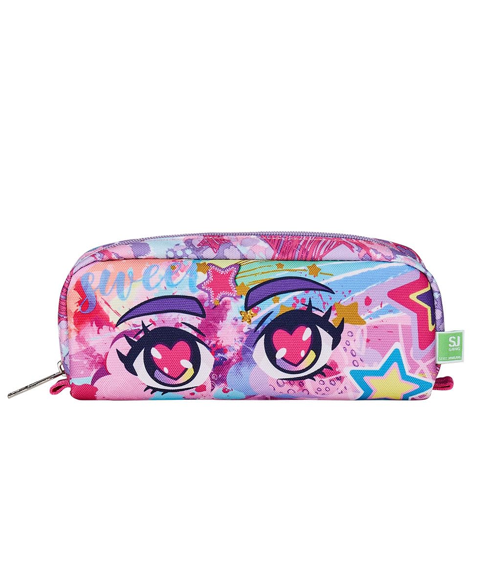 SJ GANG STYLE JAM GANG Faces Pen Bag, Girls and Girls, Pink, One Size, Pink, Taglia Unica, School - Image 3