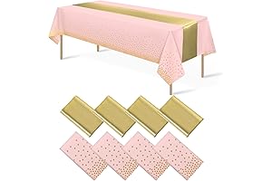 Glamorous Pink and Gold Tablecloth Set for Captivating Celebrations