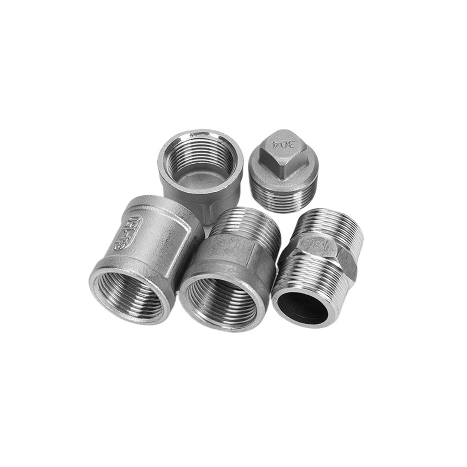 Złącze proste, męskie, sześciokątne, złączka rurowa, gwint ze stali nierdzewnej, 1/2", 1/8", 1/4", 3/8'(Female Threaded,304-DN20)