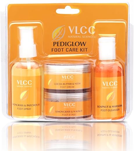 VLCC Pedi Glow Foot Care Kit – 100g + 200ml | Keeps Your Feet Clear, Soft, and Smooth | A Combo of Foot Cream, Foot Scrub, Foot Cleanser, and Foot Spray.