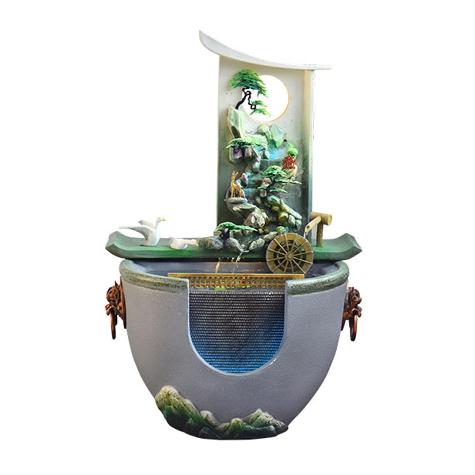 Garden New Chinese Water Fountain with Feng Shui Wheel and Fish Pond, Decorative Fountain, Circulating Water Landscape Ornaments, Suitable for Living Room, Office, Courtyard Pond