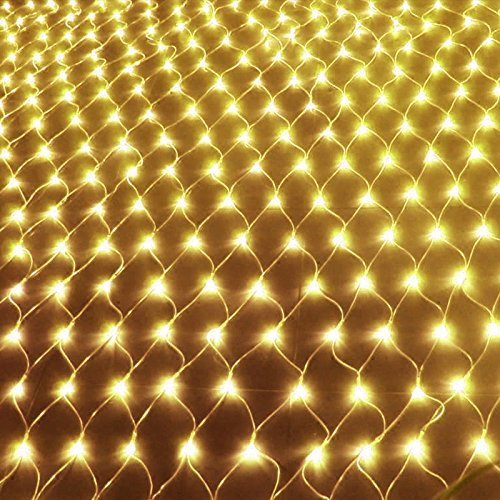 HULX Solar Net String Lights, 2mx1.5m 120LED Solar Outdoor String Lights Backyard Patio Net Light Balcony Fence Mesh Fairy Light String Waterproof (Warm) โ image 1