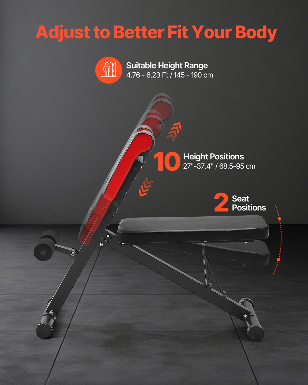 VEVOR Banco de Pesas Multifuncional para Entrenamiento de Cuerpo Completo, Banco de Hiperextensión con Silla Romana, Equipo Ajustable y Plegable de 150 kg para Entrenamiento de Espalda, Brazos
