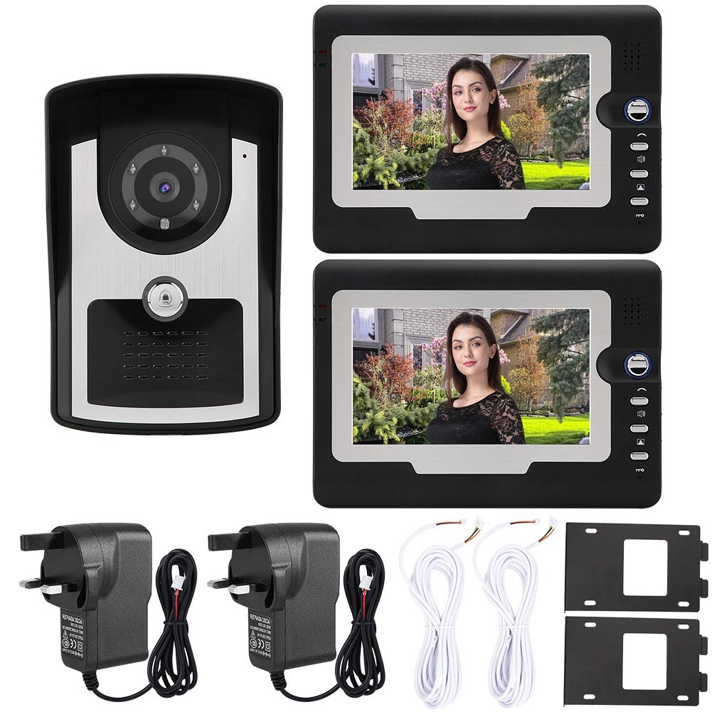 Dioche Video Doorbell 7" Doorbell Camera LCD Video Door Phone Intercom, Smart Home Entry Doorbell, Video Door Phone Wired Intercom Doorbell Kit for Home Entry System(UK)