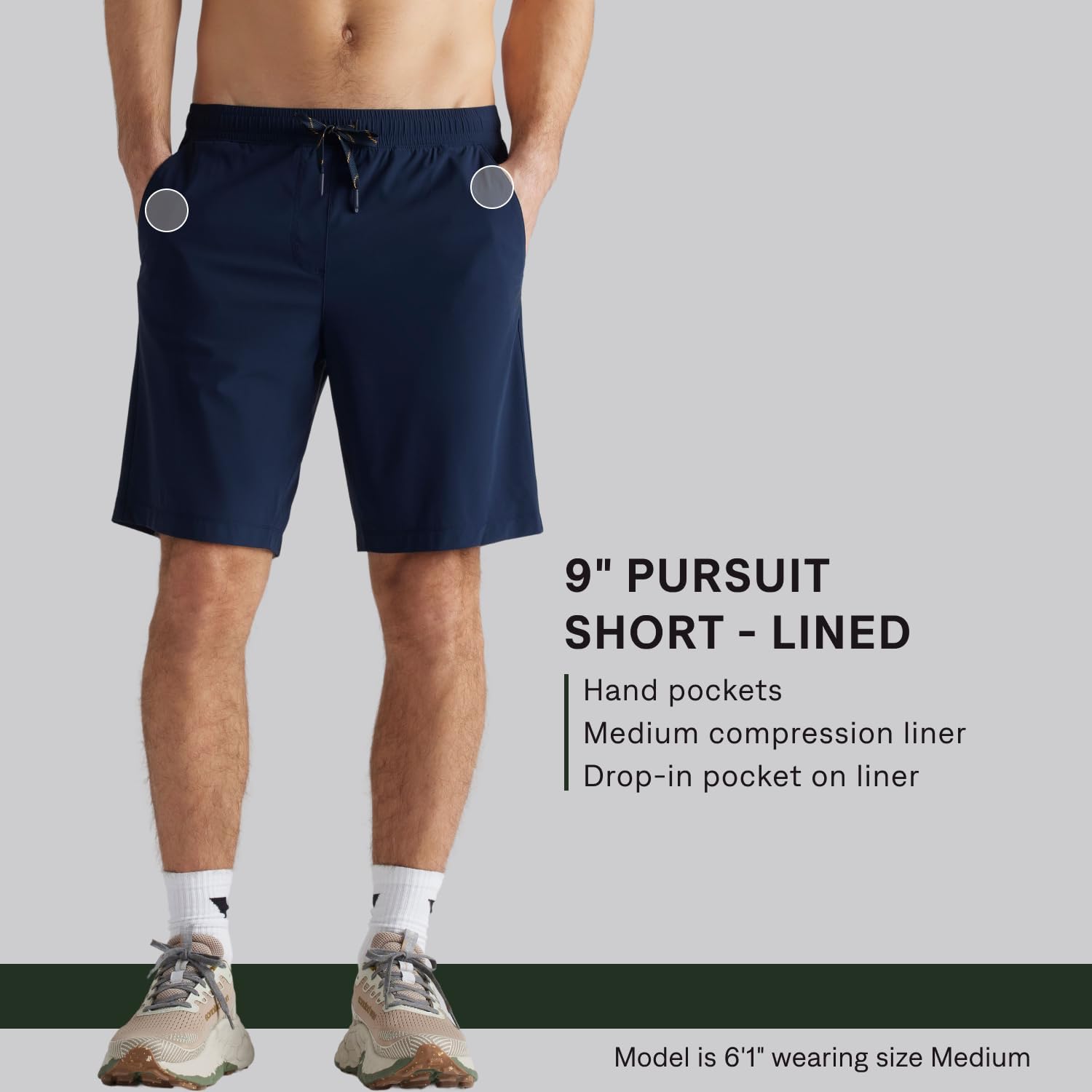 Rhone Men’s 9” Pursuit Shorts – Lined Men’s Gym Shorts, All-Way Stretch - Moisture Wicking with Medium Compression Liner