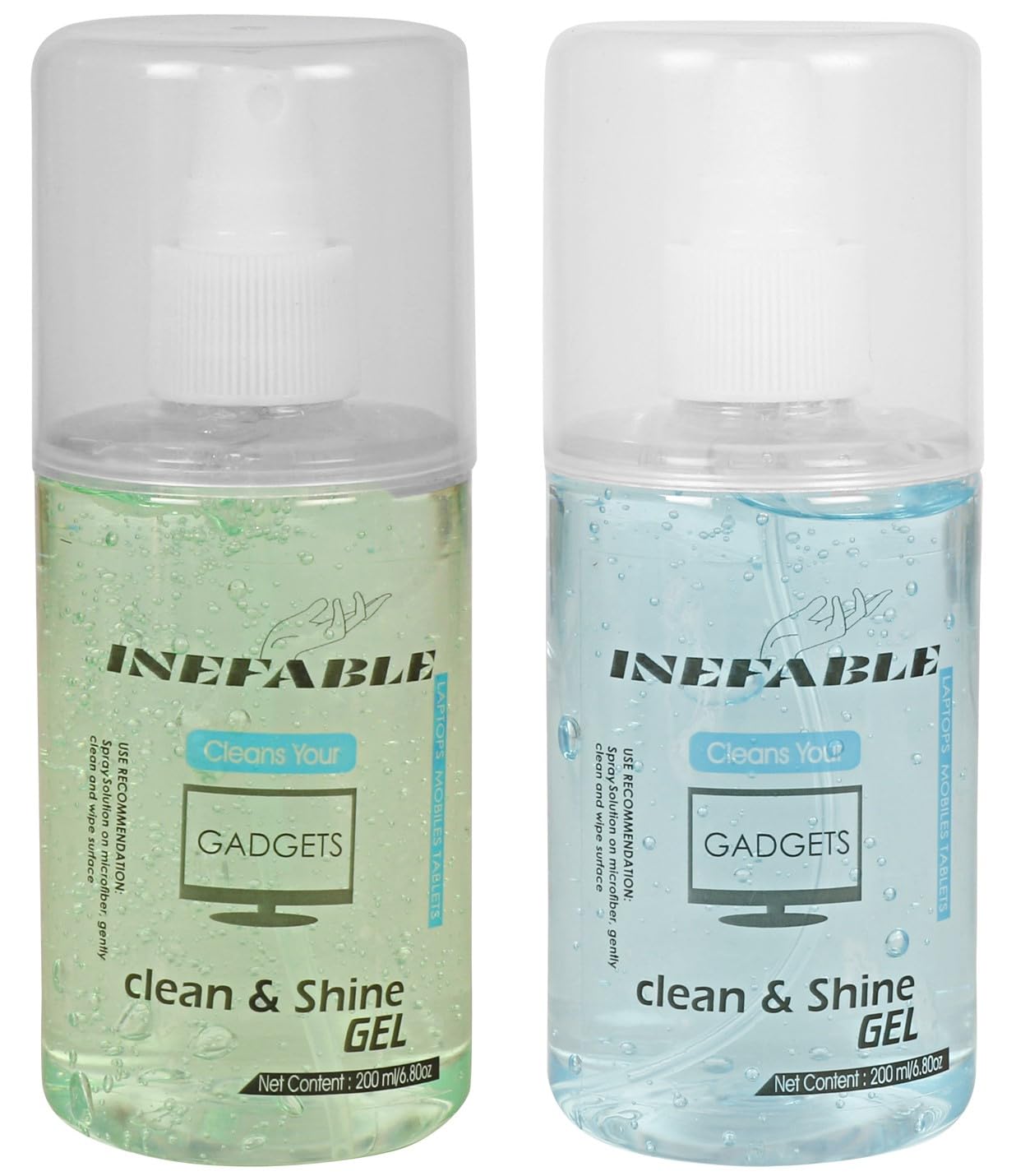 Inefable Cleaning Kit Liquid Solution with Cloth to Clean Mobile/Laptop Screen, Computer, Tab, LCD Display, Etc (Pack of 2, 200ml Each)