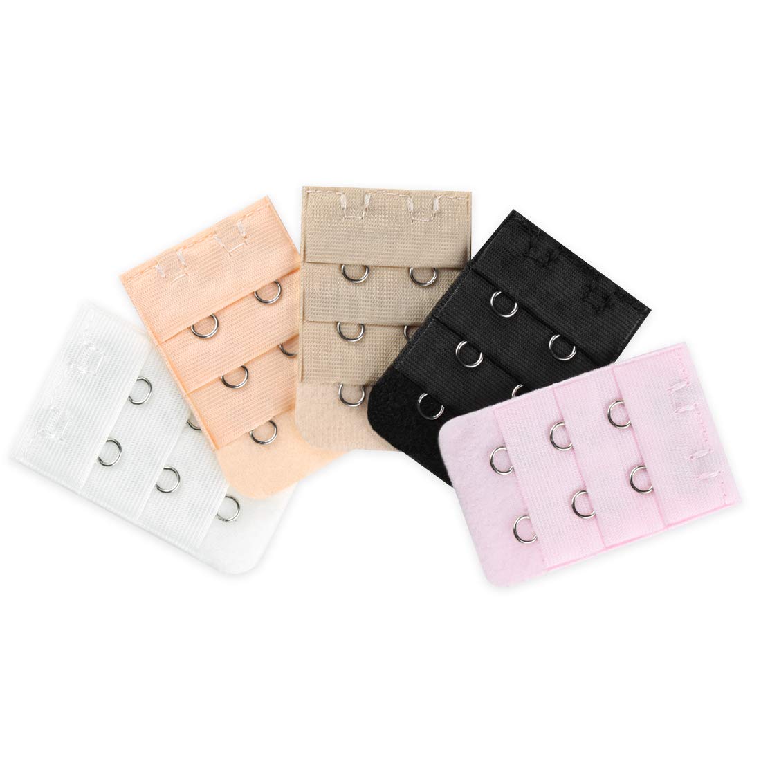 sourcing map 5 Pcs 2 Hooks Bra Extender Strap Extention Pale Pink Beige White for Ladies