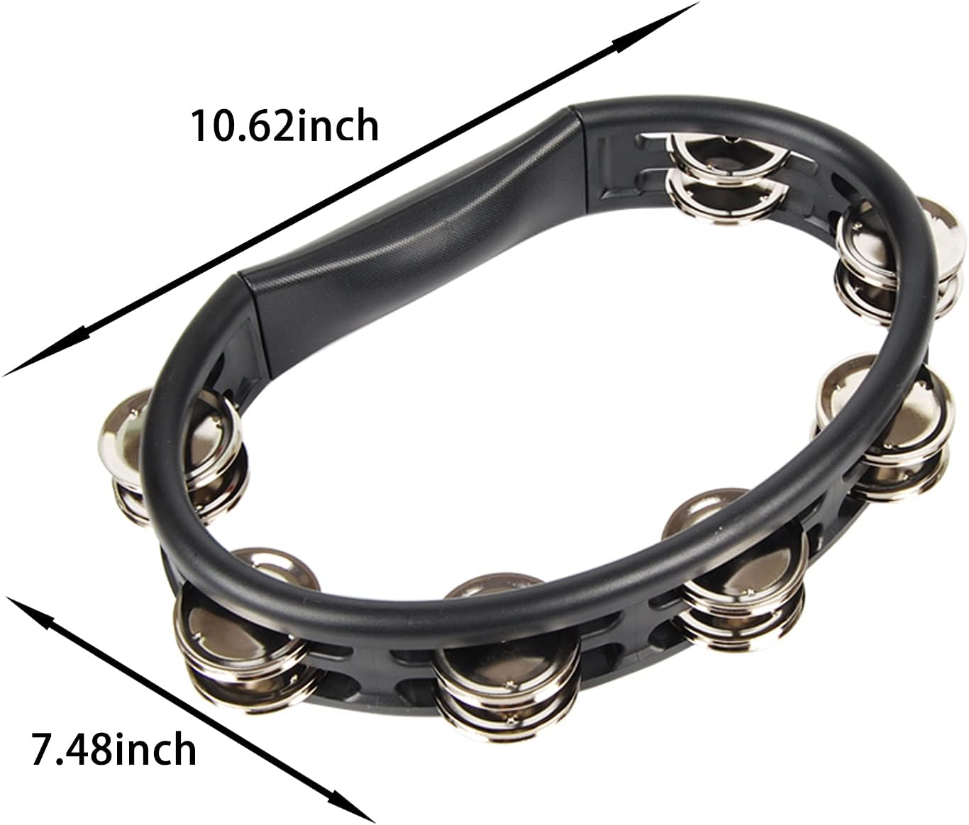 Hand Tambourines for Adults Professional Percussion Double Row Bells Drums for Adults Hand Black 1Piece