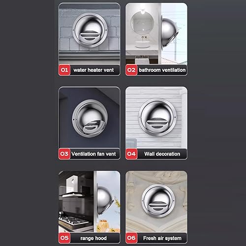 Miniatura 7 de Tapa redonda de acero inoxidable 304 para ventilación de aire, tapa de ventilación de conductos, tapa protectora de combustión, campana extractora,