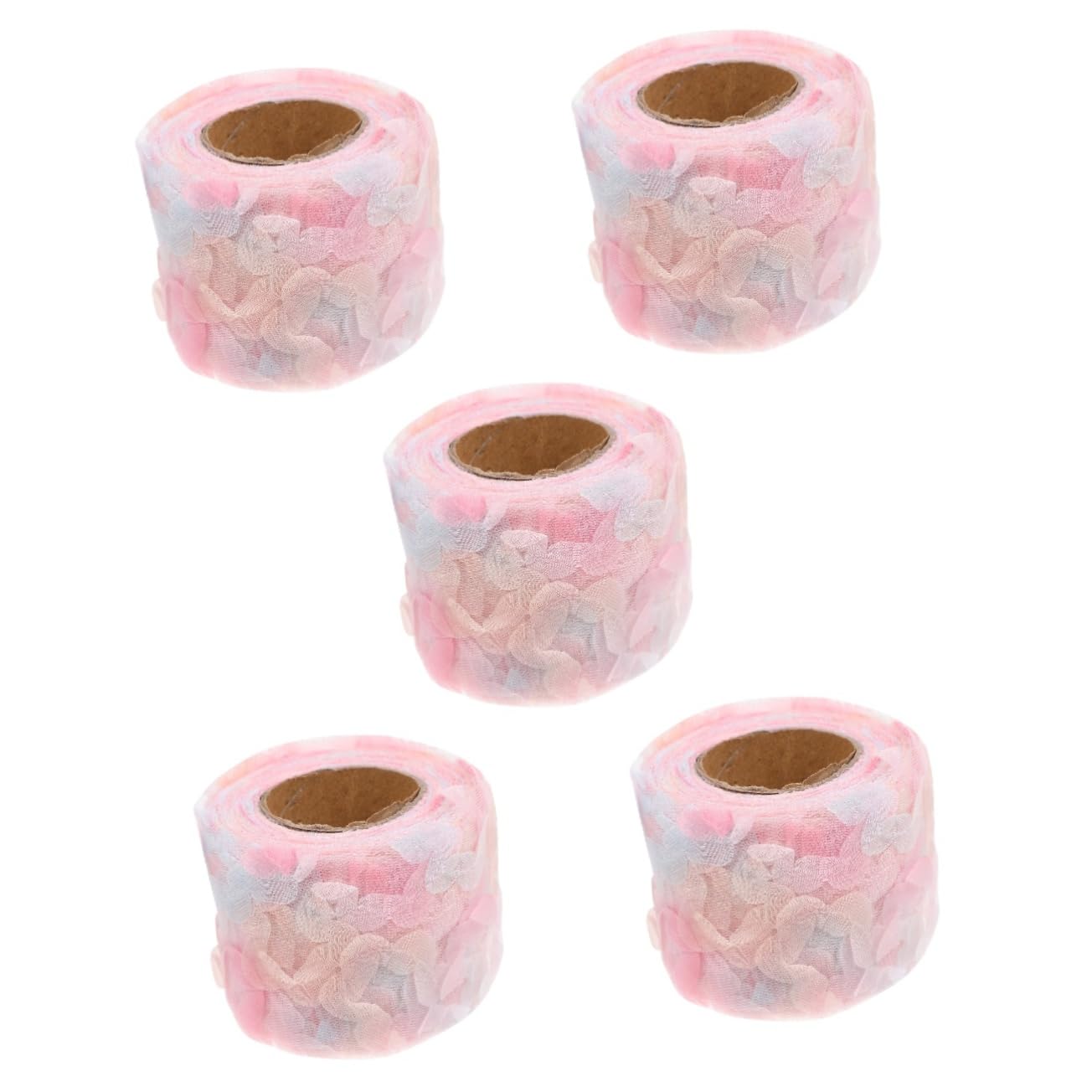 EXCEART 5 Rose in Filato Di Chiffon Mestiere Nastro Di Pizzo Cucito Nastro Da Ricamo Floreale Floreale Rifiniture in Pizzo Stoffa I Fiori Poliestere Sposa