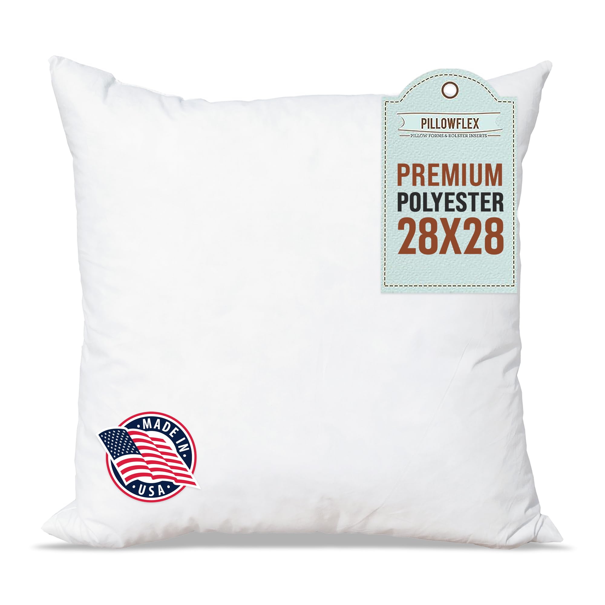 Pillowflex Premium Polyester Pillow Insert - 28"x28" Pillow Form — Machine Washable —Large Square European Accent Euro Pillow — Bed Pillow Sham Insert — 1 Decorative Pillow