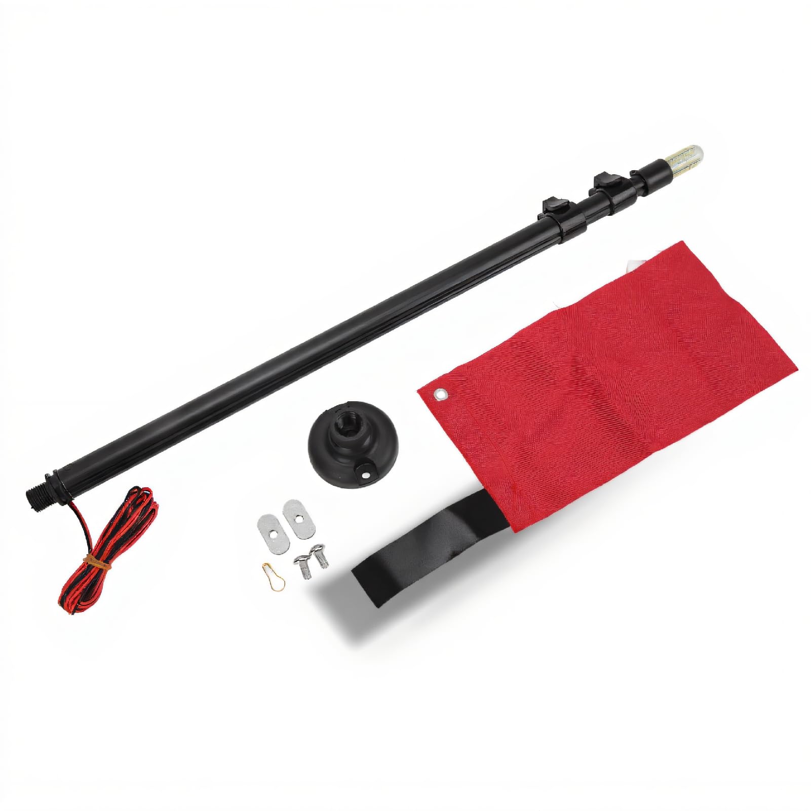 Cryfokt Combinación de Luz de Bandera de Seguridad con Bandera y Lámpara Impermeable para Bote de Remos, Material de Aleación de Nailon y Aluminio