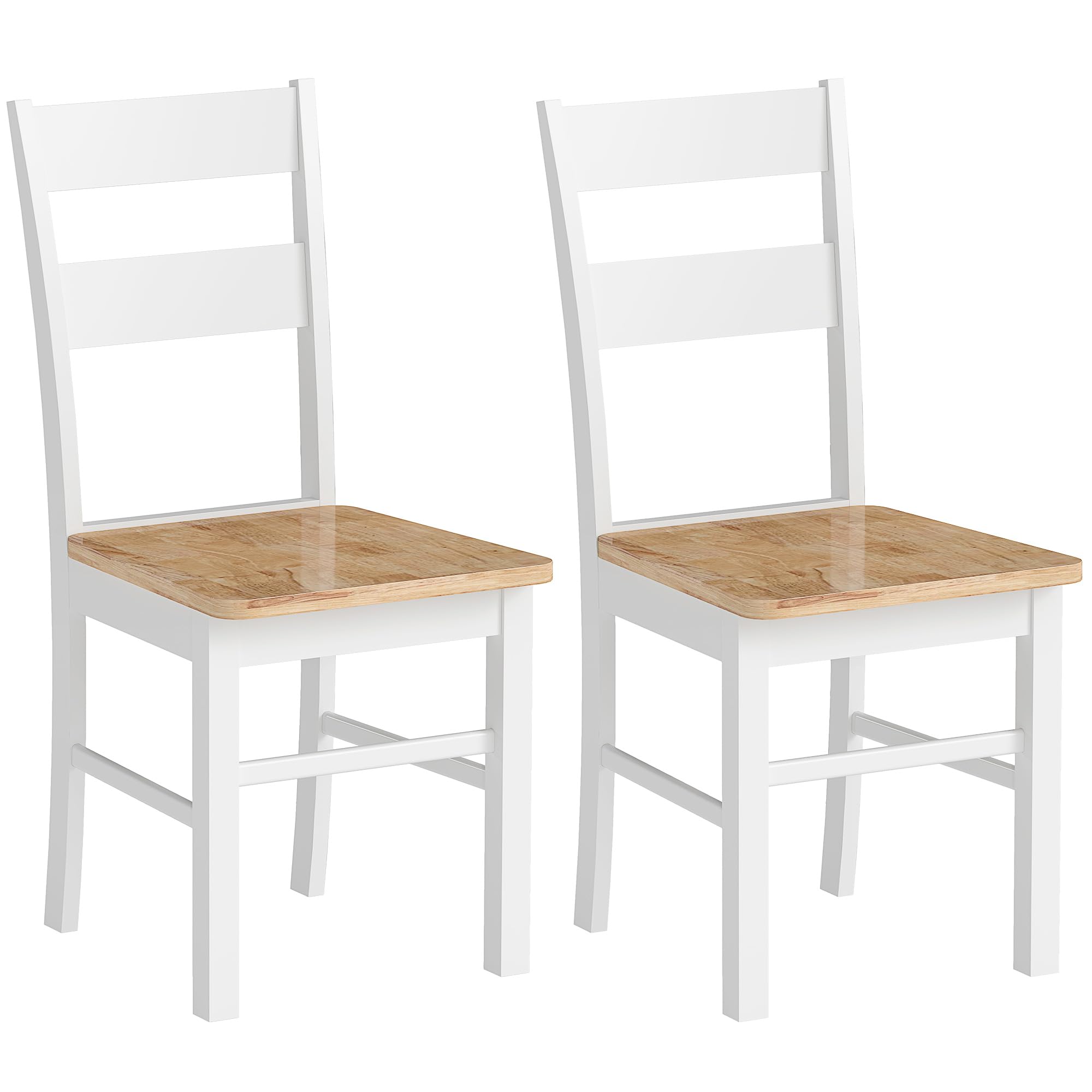 HOMCOM Esszimmerstühle 2er Set Armlose Stühle aus Holz für Esstisch Eiche