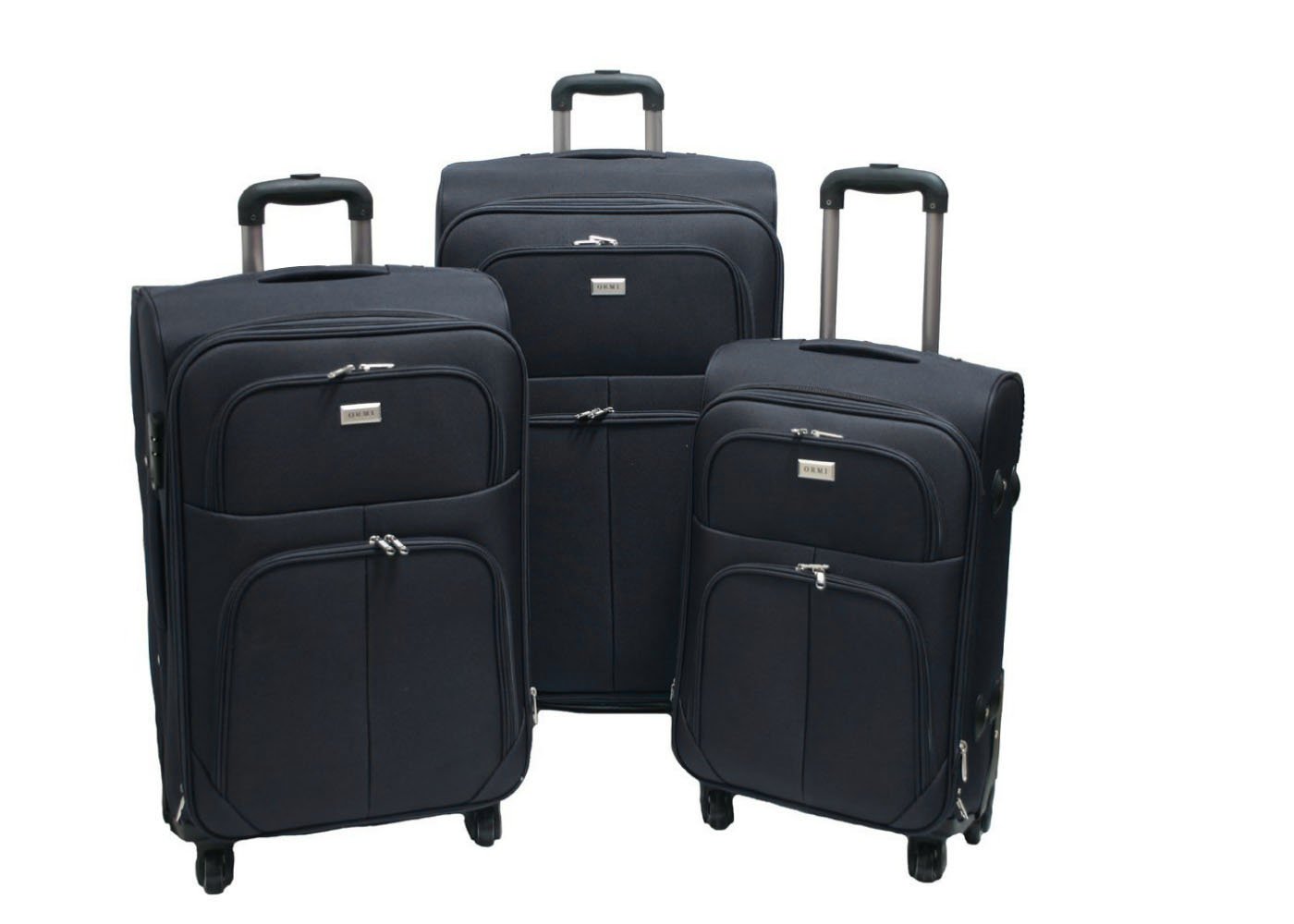 Trolley valigia set valigie semirigide set bagagli in tessuto super leggeri 4 ruote piroettanti trolley piccolo adatto per cabina con compagnie lowcost art.214 (Nero)