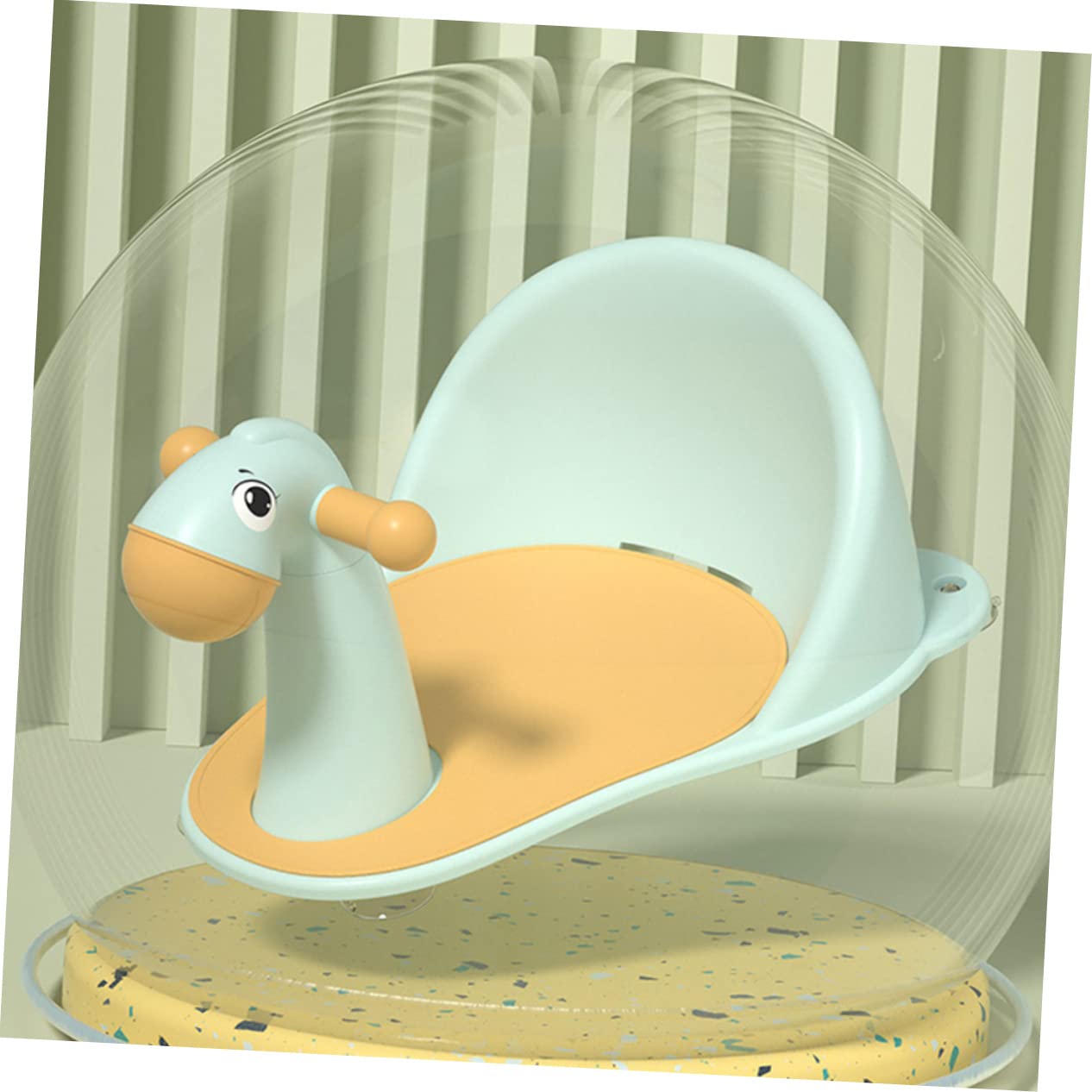 Silla de Baño para Niño y Recién Nacidos Antideslizante, Asiento Ergonómico de Plástico Color Azul Claro, Soporte Estable Ventosas para Bañera, Adecuado para Baño y Cuidado
