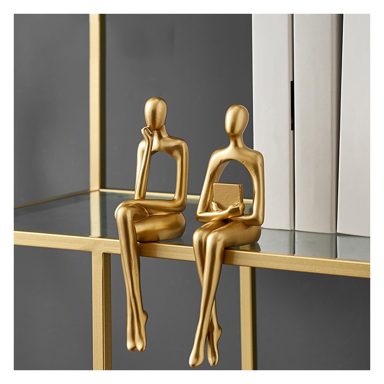 Tauzveok Golden Deco Sculpture, Abstract Art Gold Deco Figurines Statue, Living Room, Bookcase, Window Sill, Bedroom, Office Statues And Sculptures, Resin,Gold G