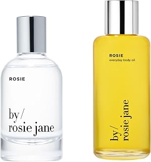 Rosie Perfume & Oil Bundle – Everyday Body Oil with Nude Musk & Rose (5 fl oz) + Eau De Parfum Spray (50ml) – Clean Feminine Scent for Skin & Senses