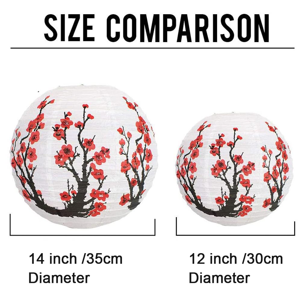 25Pcs Asian Party Lanterns - Cherry Blossom & Red Lanterns For Japanese & Chinese Decor