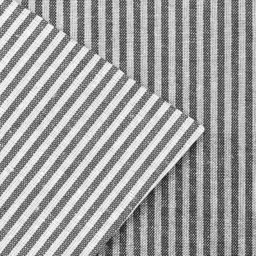 Image of Encasa XO Farmhouse Throw Pillow Covers Set of 2 (20x20 in) Ticking Black | Decorative Cushion Covers No Inserts | Plaid and Stripes Pillow Covers for Living Room, Couch