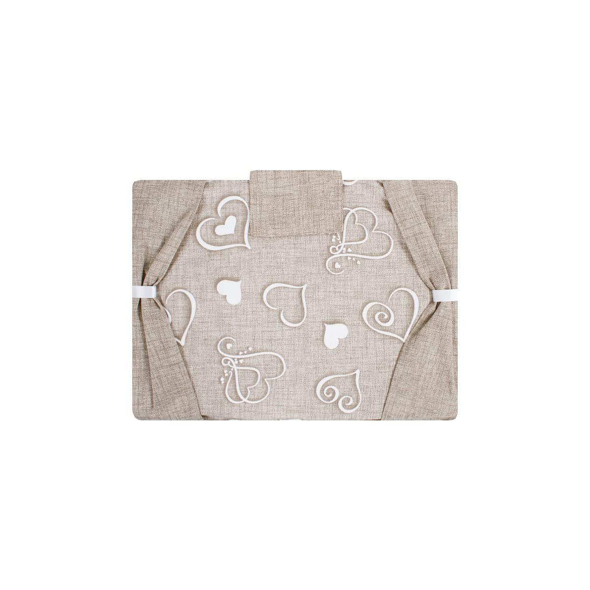 SaRani Set Copri Fornelli + Copri Forno in Tessuto Imbottito, Fantasia Cuore con Asola a Strappo (Beige)